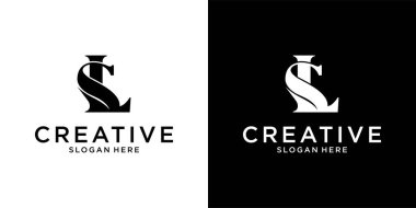 SL ya da LS ilk harf logo tasarım şablonu