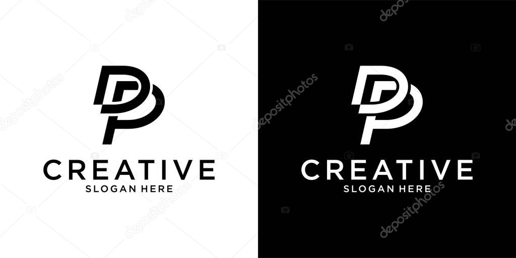 DP or PD initial letter logo design vector template