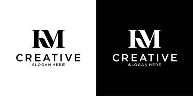 KM veya MK ilk harf logo tasarım vektörü