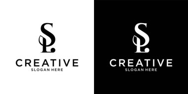 SL veya LS ilk harf logo tasarım vektörü