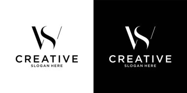WS veya SW ilk harf logo tasarım vektörü şablonu