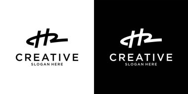 HR veya RH ilk harf logo tasarım vektörü