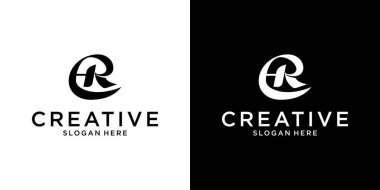 HR veya RH ilk harf logo tasarım vektörü