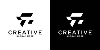 FT or TF initial letter logo design vector