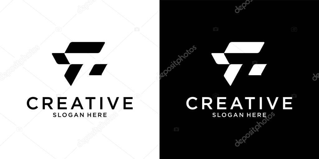 FT or TF initial letter logo design vector