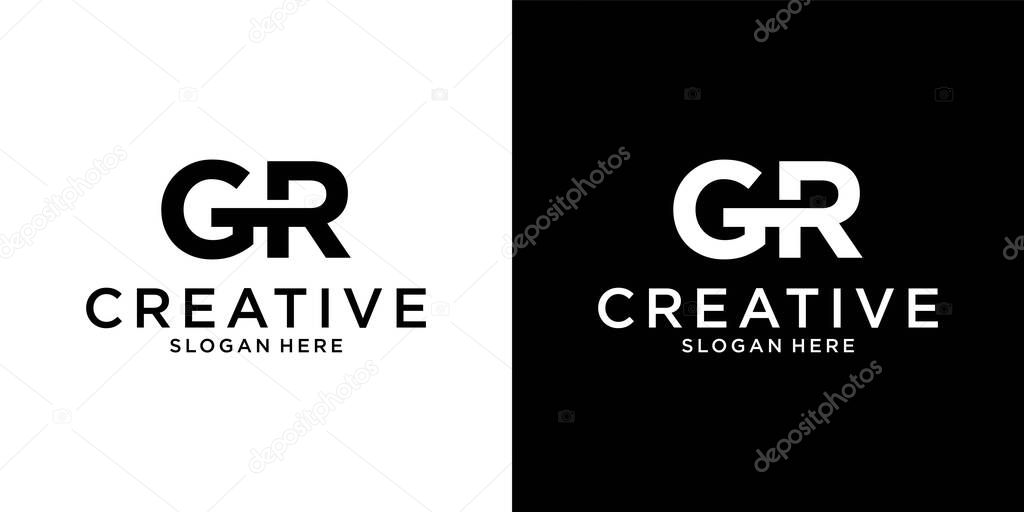 GR or RG initial letter logo design vector