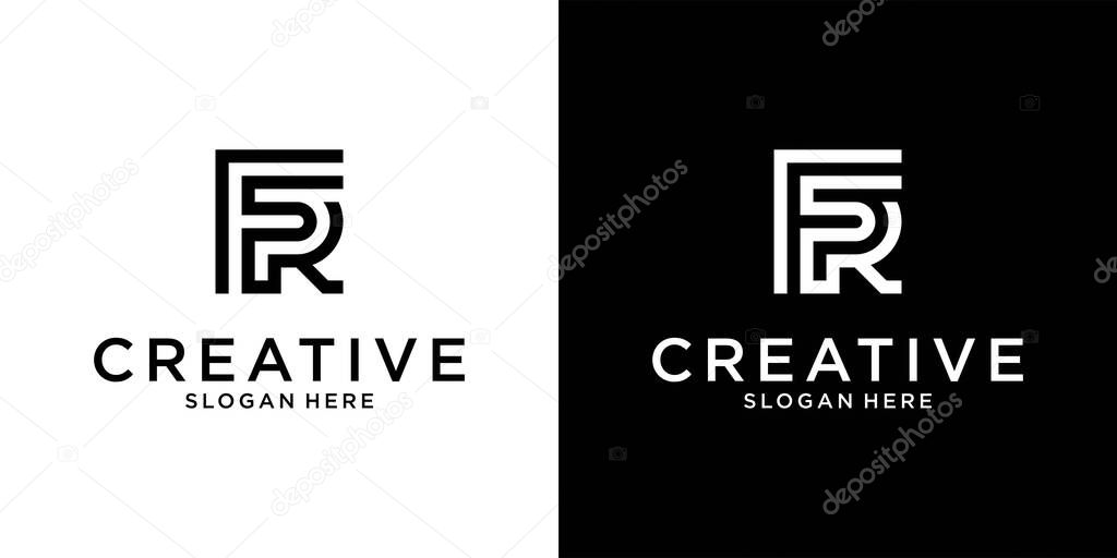 FR of RF initial letter logo design vector