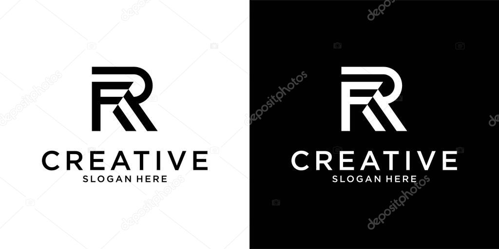 FR of RF initial letter logo design vector