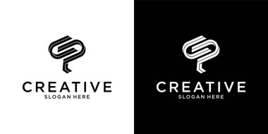 CP veya PC ilk harf logo tasarım vektörü