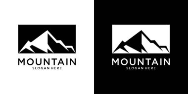 Klasik dağ vektör logosu tasarımı ve illüstrasyonu