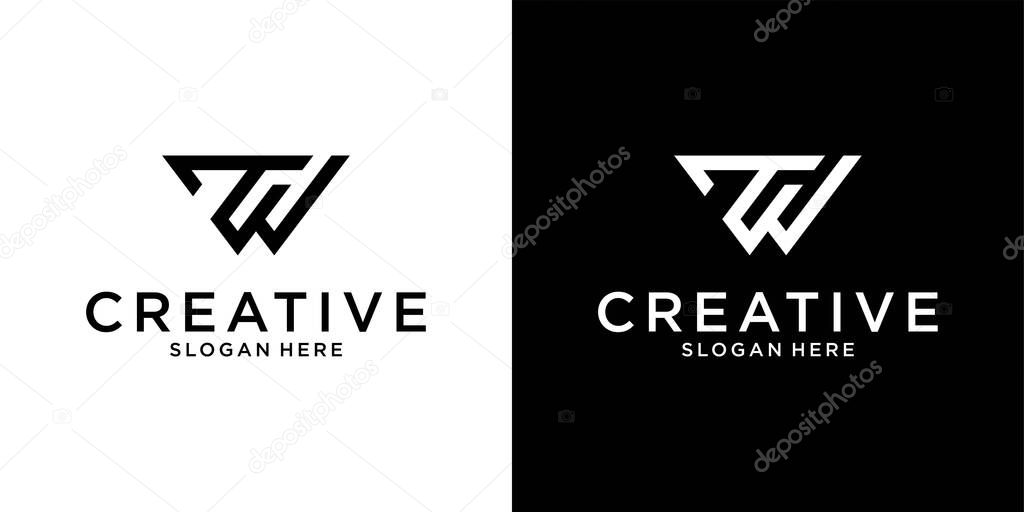 TW or WT initial letter logo design vector
