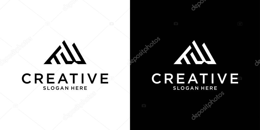 TW or WT initial letter logo design vector