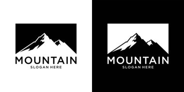 Klasik dağ vektör logosu tasarımı ve illüstrasyonu
