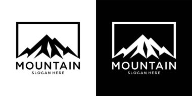 Klasik dağ vektör logosu tasarımı ve illüstrasyonu