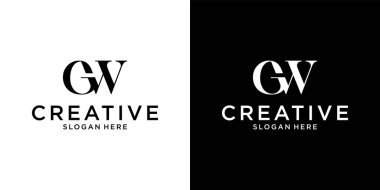 GW veya WG ilk harf logo tasarım vektörü şablonu
