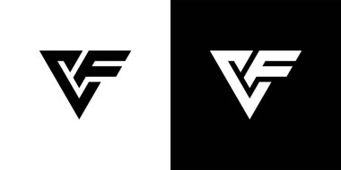VF veya FV ilk harf logo tasarım vektörü