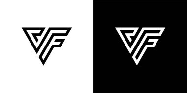 VF veya FV ilk harf logo tasarım vektörü
