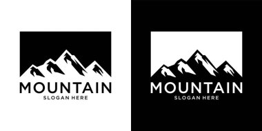 Klasik dağ vektör logosu tasarımı ve illüstrasyonu