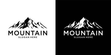Klasik dağ vektör logosu tasarımı ve illüstrasyonu