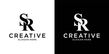 SR veya RS ilk harf logo dizayn vektör şablonu