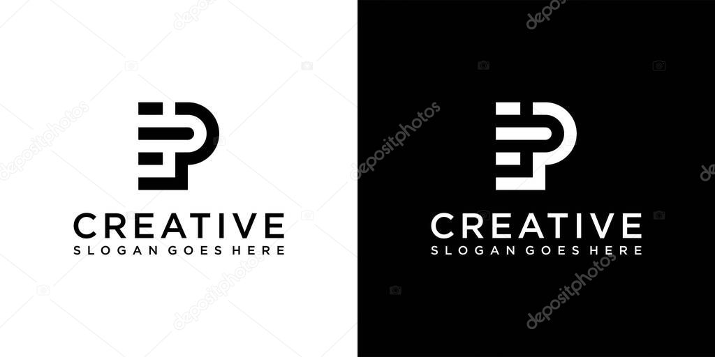 EP or PE initial letter logo design vector