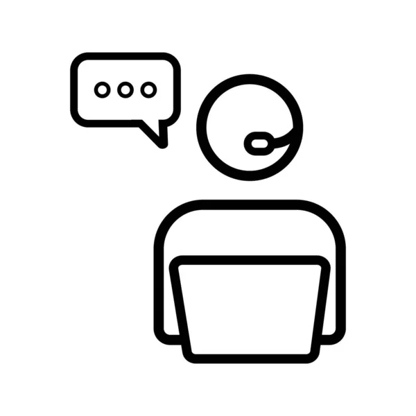 Customer service desk icon, outline vector sign. Linear style pictogram isolated on white. Reception desk business people icon simple line flat illustration.