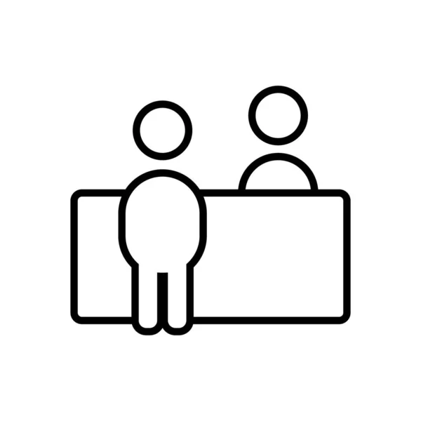 Customer service desk icon, outline vector sign. Linear style pictogram isolated on white.