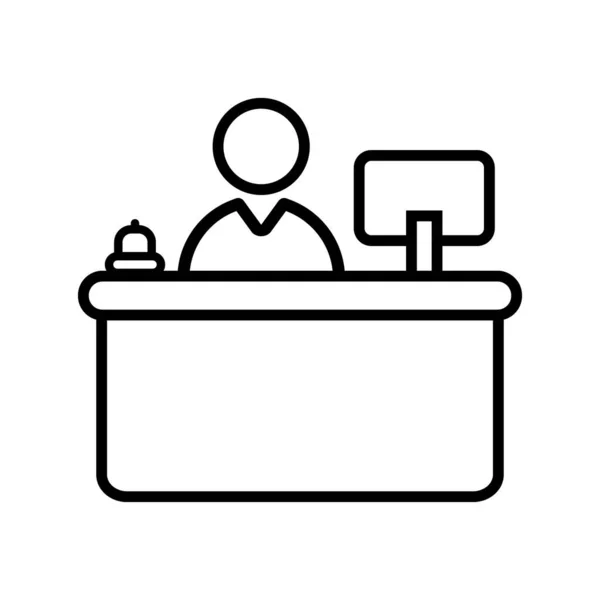Customer service desk icon, outline vector sign. Linear style pictogram isolated on white.