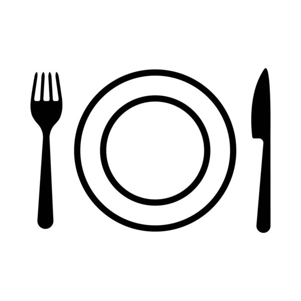 Tableware Line Icon. Plate And Knife With A Fork.