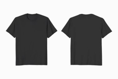 Unisex Siyah Klasik Tişört Önü ve Arkası