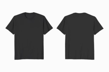 Unisex Siyah Klasik Tişört Önü ve Arkası
