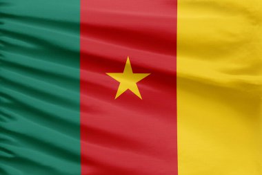 Cameron bayrağı kıvrımlı bir spor dikiş kumaşı üzerinde tasvir edilir.