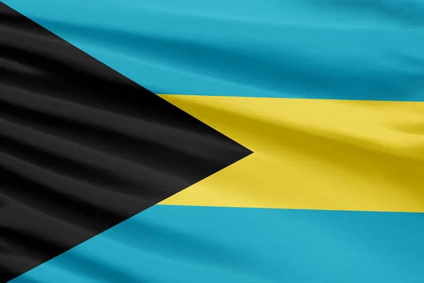 Bandeira Das Bahamas Retratada Tecido Pano Costura Esportiva Com Dobras — Fotografia de Stock