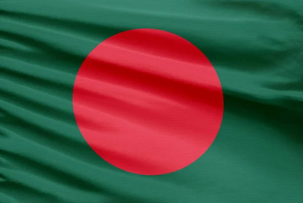 Bandiera Bangladesh Raffigurato Tessuto Stoffa Sportiva Con Pieghe — Foto Stock