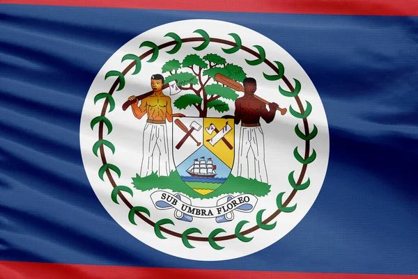 Bandeira Belize Representado Tecido Pano Costura Esporte Com Dobras — Fotografia de Stock
