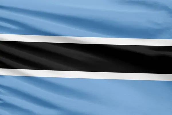 Bandiera Botswana Raffigurato Tessuto Stoffa Punto Sportivo Con Pieghe — Foto Stock