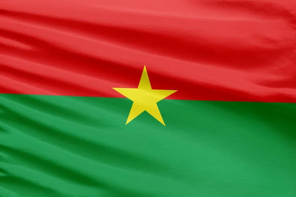 Burkina Faso Flagga Avbildas Sport Stygn Tyg Med Veck — Stockfoto