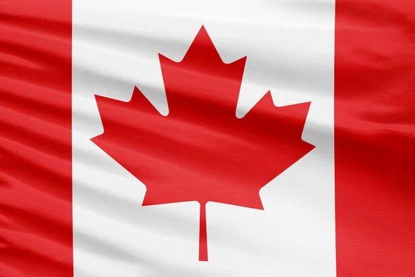 Canada Vlag Afgebeeld Een Sport Steek Stof Met Plooien — Stockfoto