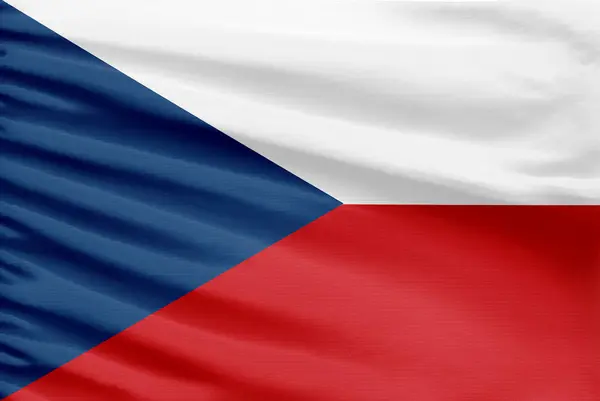Flaga Republiki Czeskiej Jest Przedstawiona Sportowej Tkaninie Ściegowej Fałdami — Zdjęcie stockowe