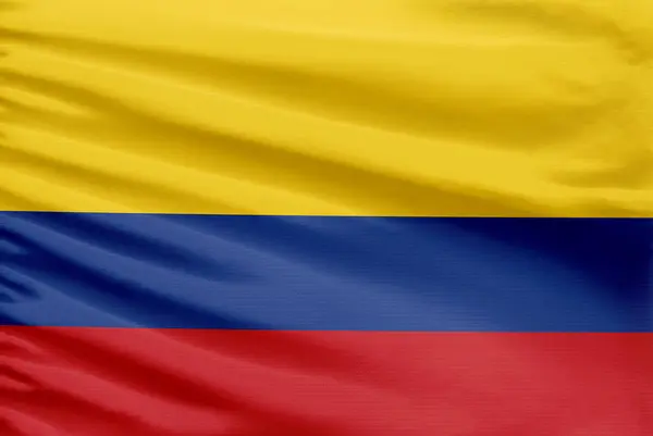 Colombia Vlag Afgebeeld Een Sport Steek Stof Met Plooien — Stockfoto