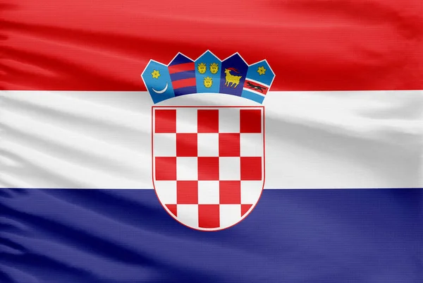 克罗地亚国旗被描绘在有褶皱的运动针织物上 — 图库照片
