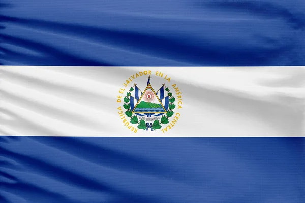 Salvador Σημαία Απεικονίζεται Ένα Αθλητικό Ύφασμα Βελονιά Πτυχώσεις — Φωτογραφία Αρχείου