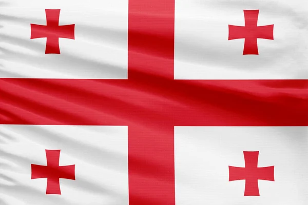 Bandera Georgia Representa Una Tela Punto Deportivo Con Pliegues —  Fotos de Stock