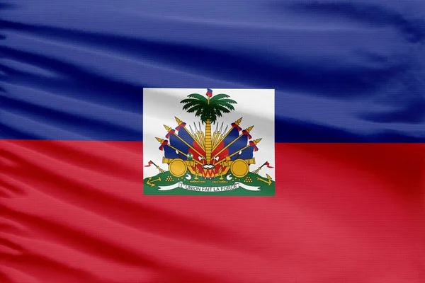 Флаг Гаити Изображен Спортивной Ткани Складками — стоковое фото