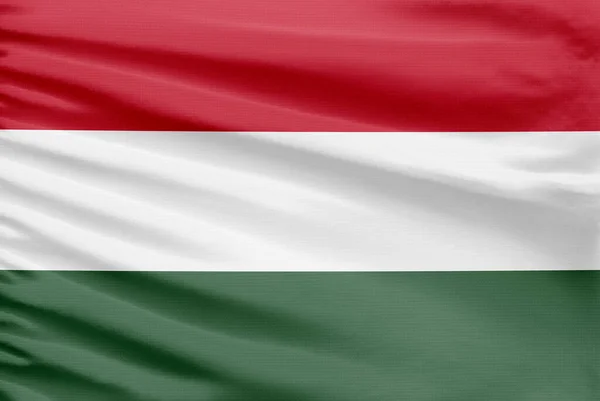 Σημαία Ουγγαρίας Απεικονίζεται Ένα Αθλητικό Ύφασμα Βελονιά Πτυχώσεις — Φωτογραφία Αρχείου