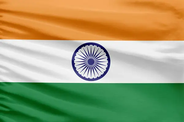 Bandera India Representa Una Tela Punto Deportivo Con Pliegues —  Fotos de Stock