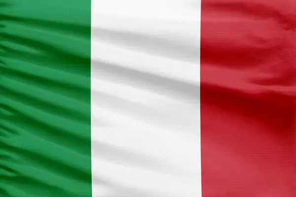 Flaga Włoch Jest Przedstawiony Tkaninie Szwu Sportowego Fałdami — Zdjęcie stockowe