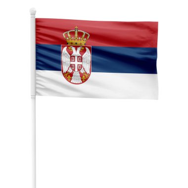 Gerçekçi Sırbistan Şeffaf Arkaplan ile Beyaz Metal Kutbunda Dalgalanıyor