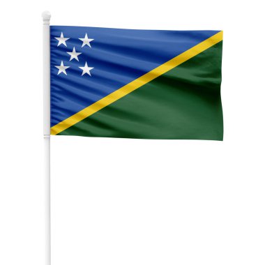 Gerçek Solomon Adaları Şeffaf Arkaplan ile Beyaz Metal Kutbunda Dalgalanıyor