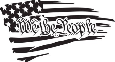 Distressed Waving Flag We The People Preamble Text. Vector illustration clipart